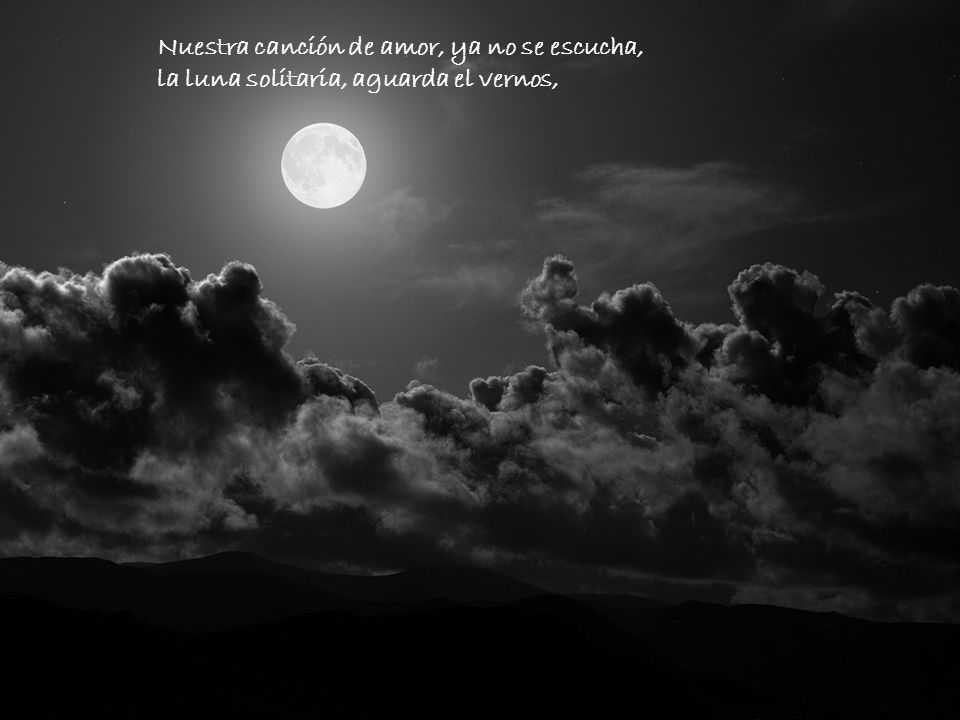Nuestra canción de amor, ya no se escucha, la luna solitaria, aguarda el vernos,
