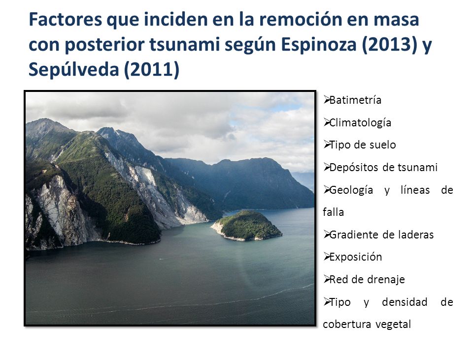Factores que inciden en la remoción en masa con posterior tsunami según Espinoza (2013) y Sepúlveda (2011)
