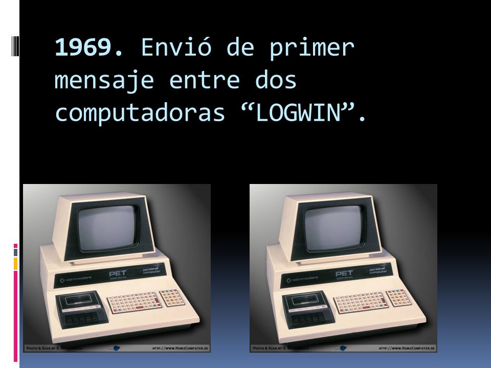 1969. Envió de primer mensaje entre dos computadoras LOGWIN .