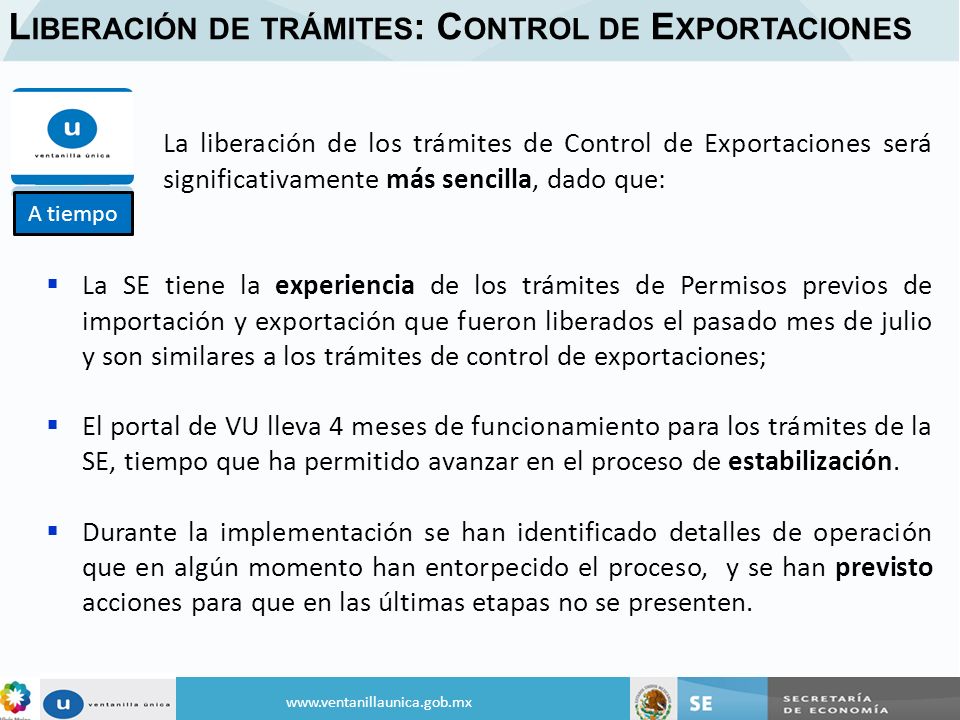 Liberación de trámites: Control de Exportaciones