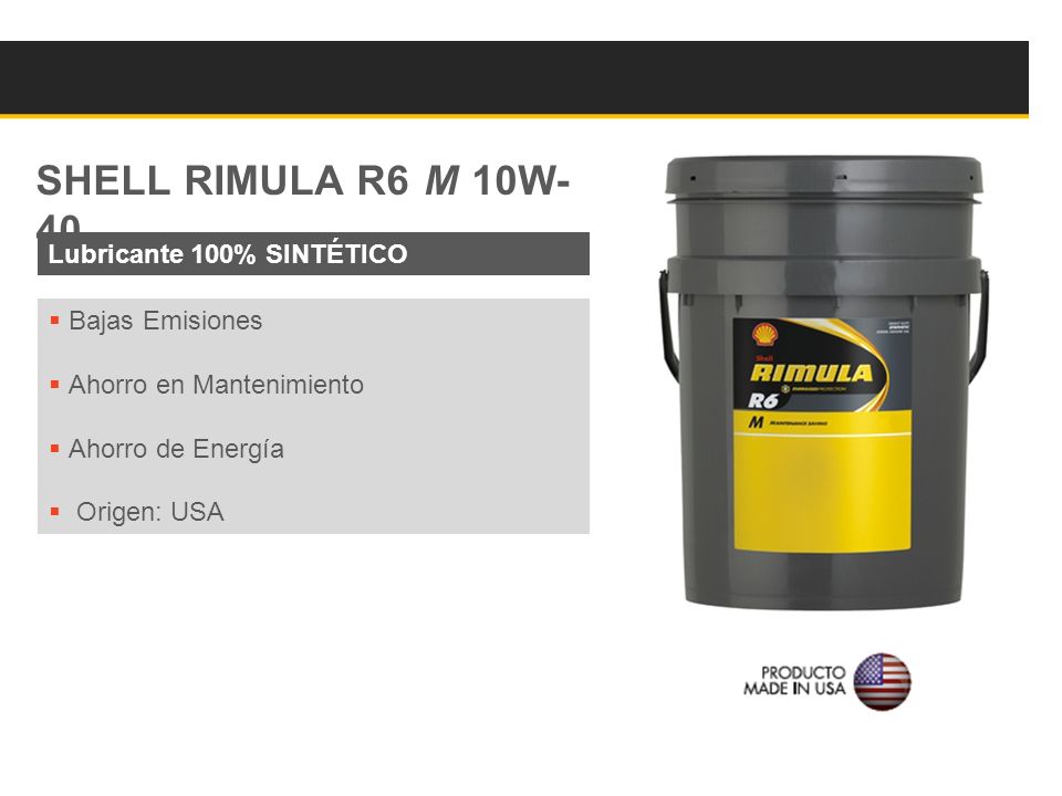 SHELL RIMULA R6 M 10W-40 Lubricante 100% SINTÉTICO Bajas Emisiones