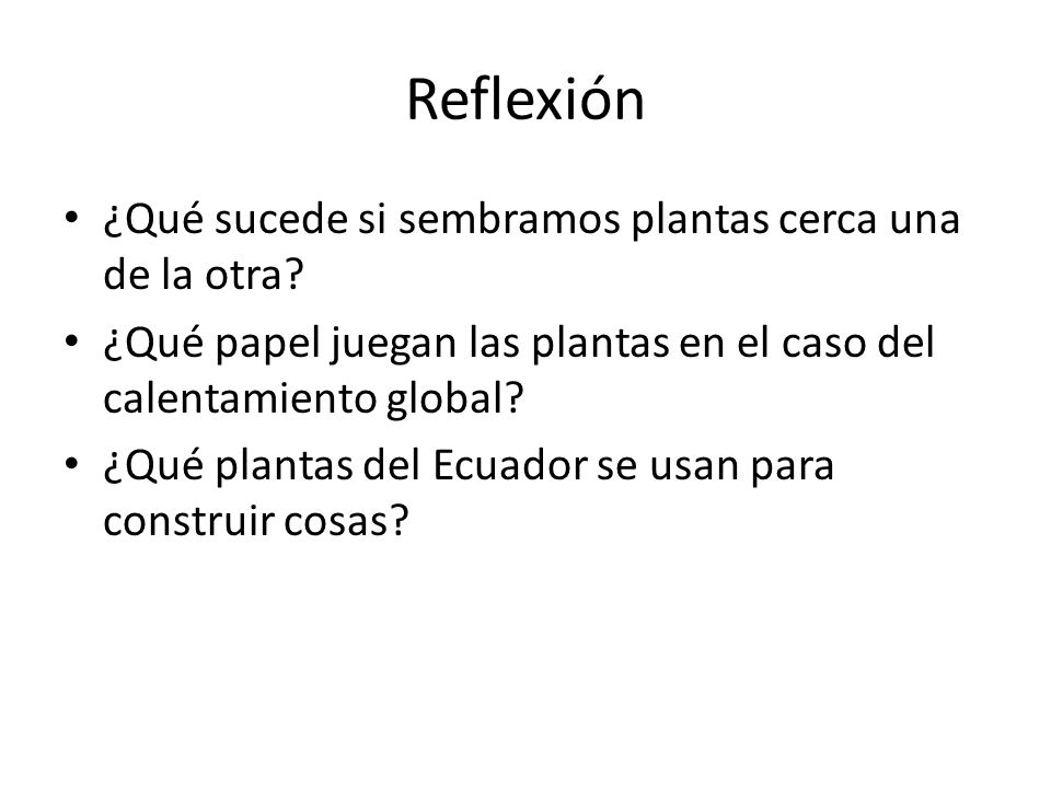 Reflexión ¿Qué sucede si sembramos plantas cerca una de la otra
