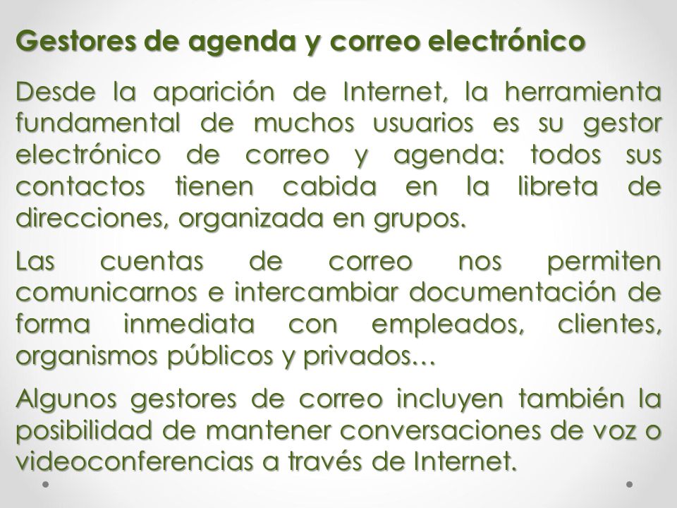 Gestores de agenda y correo electrónico