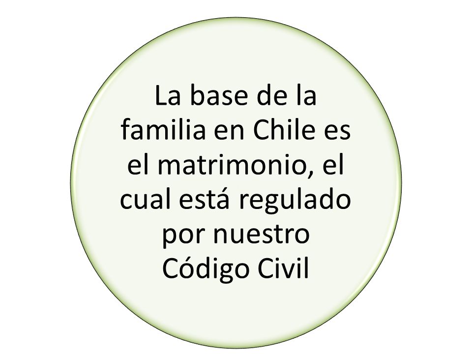 La base de la familia en Chile es el matrimonio, el cual está regulado por nuestro Código Civil