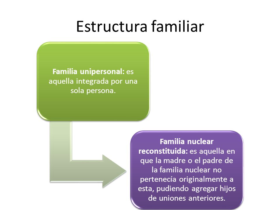 Familia unipersonal: es aquella integrada por una sola persona.