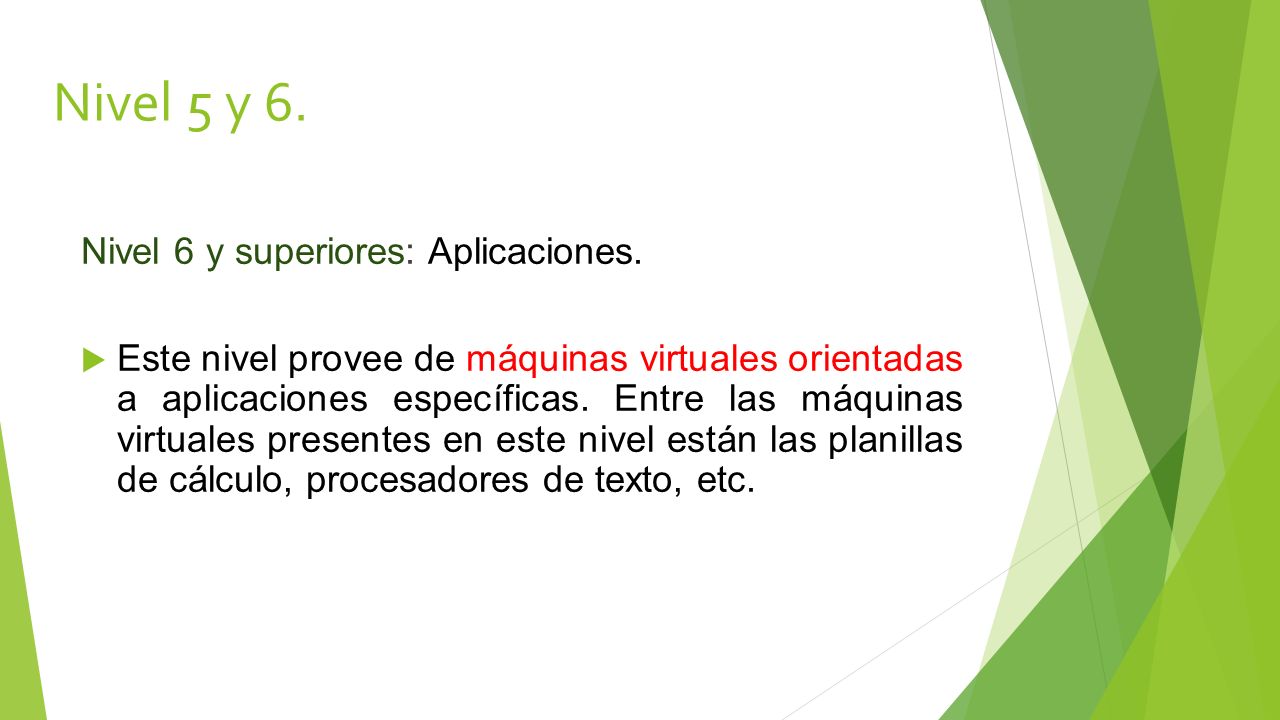 Nivel 5 y 6. Nivel 6 y superiores: Aplicaciones.