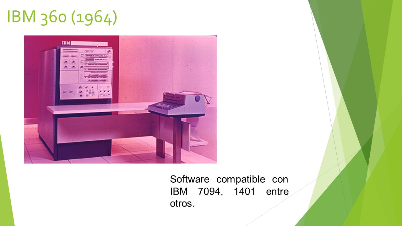 IBM 360 (1964) Software compatible con IBM 7094, 1401 entre otros.