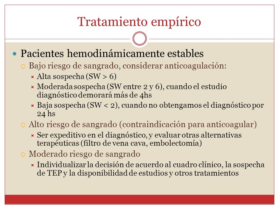 Tratamiento empírico Pacientes hemodinámicamente estables