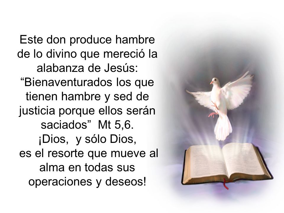 Este don produce hambre de lo divino que mereció la alabanza de Jesús: