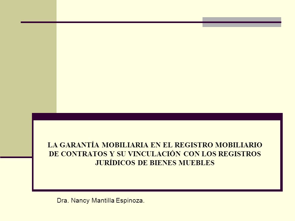 LA GARANTÍA MOBILIARIA EN EL REGISTRO MOBILIARIO DE CONTRATOS Y SU VINCULACIÓN CON LOS REGISTROS JURÍDICOS DE BIENES MUEBLES