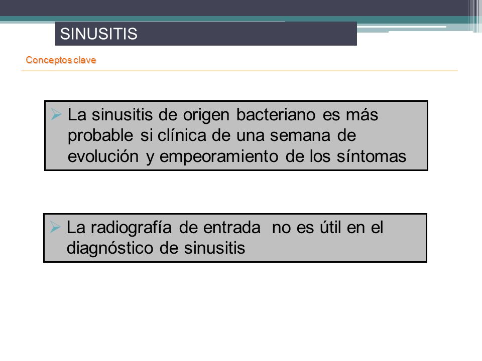 La radiografía de entrada no es útil en el diagnóstico de sinusitis