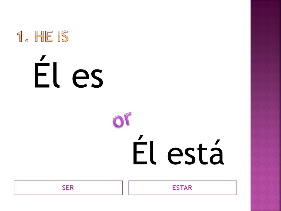 1. HE IS Él es Él está or SER ESTAR