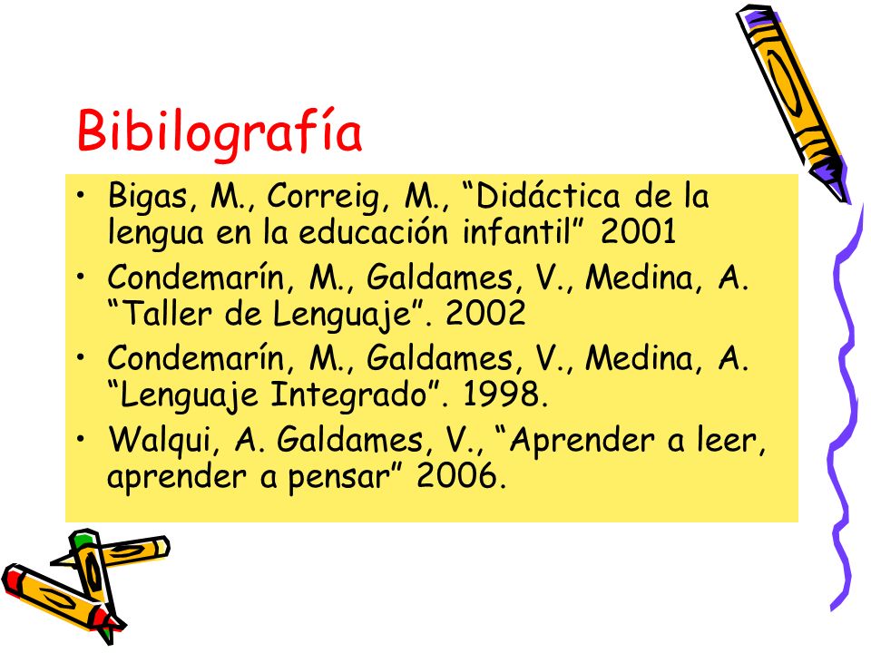 Bibilografía Bigas, M., Correig, M., Didáctica de la lengua en la educación infantil