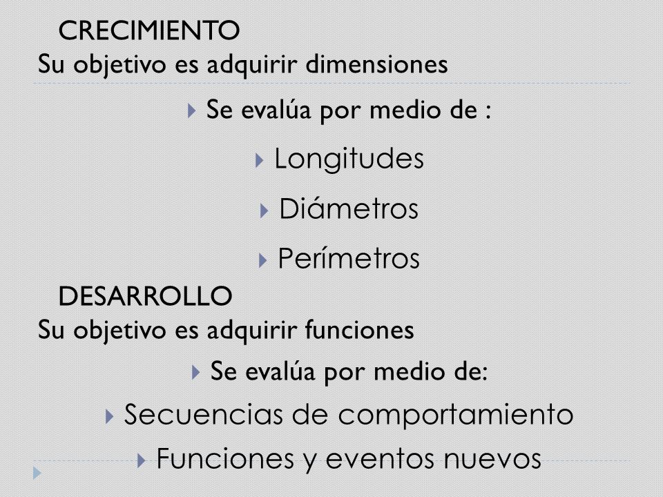 Su objetivo es adquirir dimensiones Se evalúa por medio de :