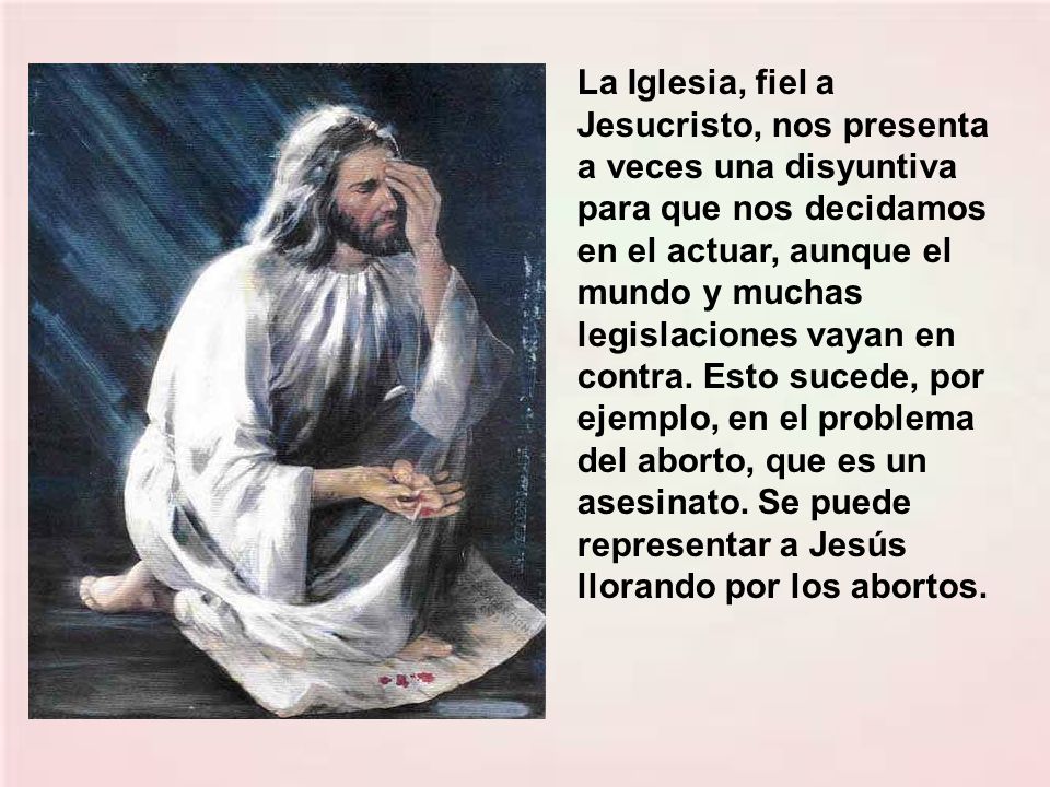 La Iglesia, fiel a Jesucristo, nos presenta a veces una disyuntiva para que nos decidamos en el actuar, aunque el mundo y muchas legislaciones vayan en contra.