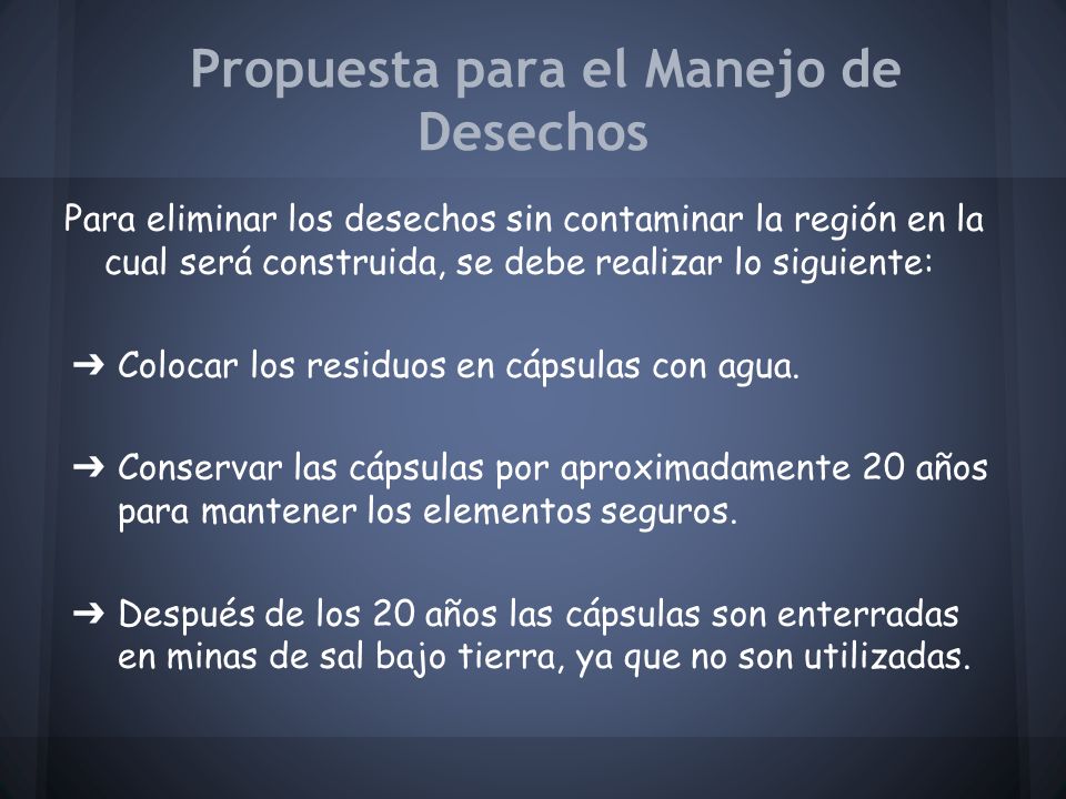 Propuesta para el Manejo de Desechos