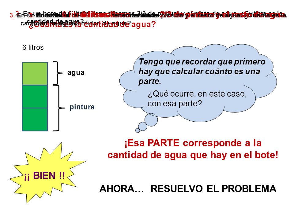 ¡Esa PARTE corresponde a la cantidad de agua que hay en el bote!