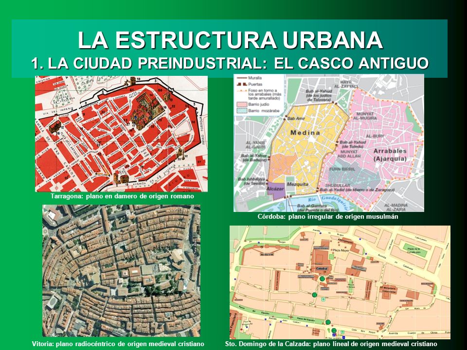 LA ESTRUCTURA URBANA 1. LA CIUDAD PREINDUSTRIAL: EL CASCO ANTIGUO
