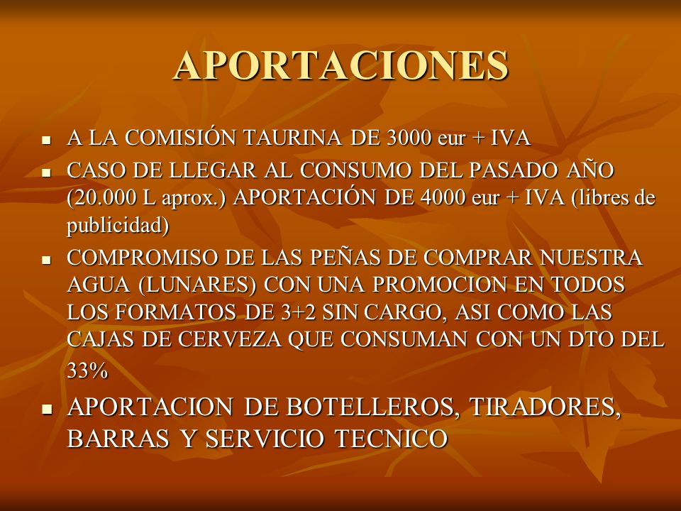 APORTACIONES A LA COMISIÓN TAURINA DE 3000 eur + IVA.