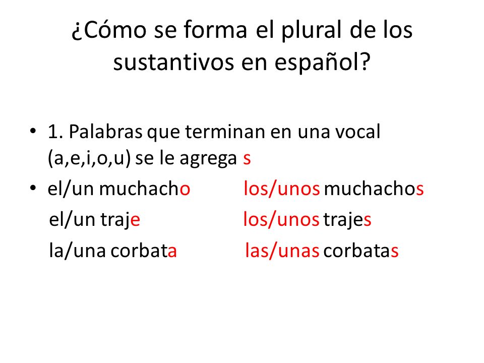 ¿Cómo se forma el plural de los sustantivos en español