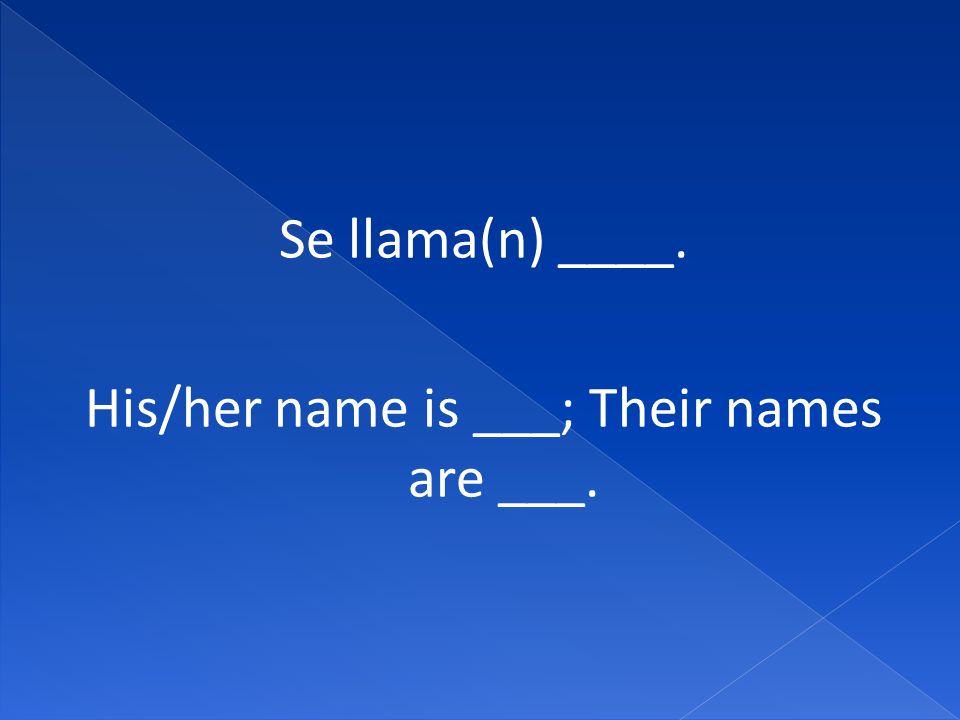 Se llama(n) ____. His/her name is ___; Their names are ___.