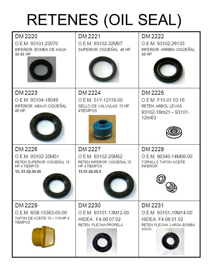 RETENES (OIL SEAL) DM 2220 DM 2221 DM 2222 DM 2223 DM 2224 DM 2225
