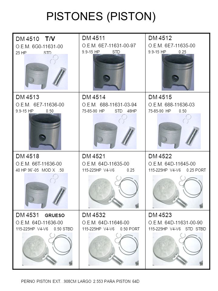 PISTONES (PISTON) DM 4510 T/V DM 4511 DM 4512 DM 4513 DM 4514 DM 4515