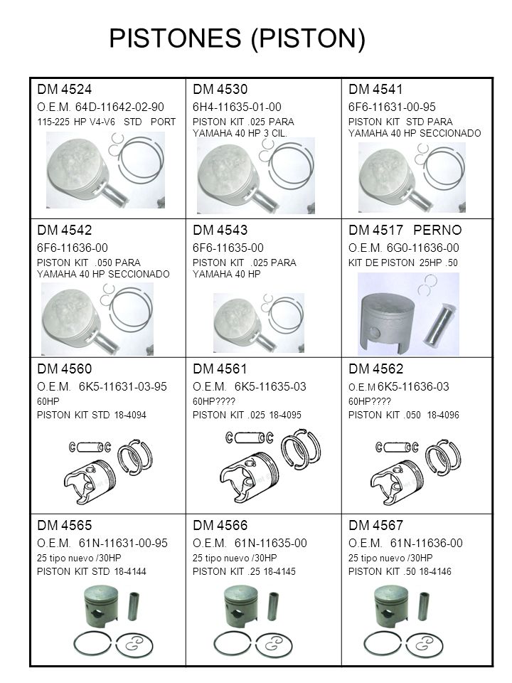 PISTONES (PISTON) DM 4524 DM 4530 DM 4541 DM 4542 DM 4543