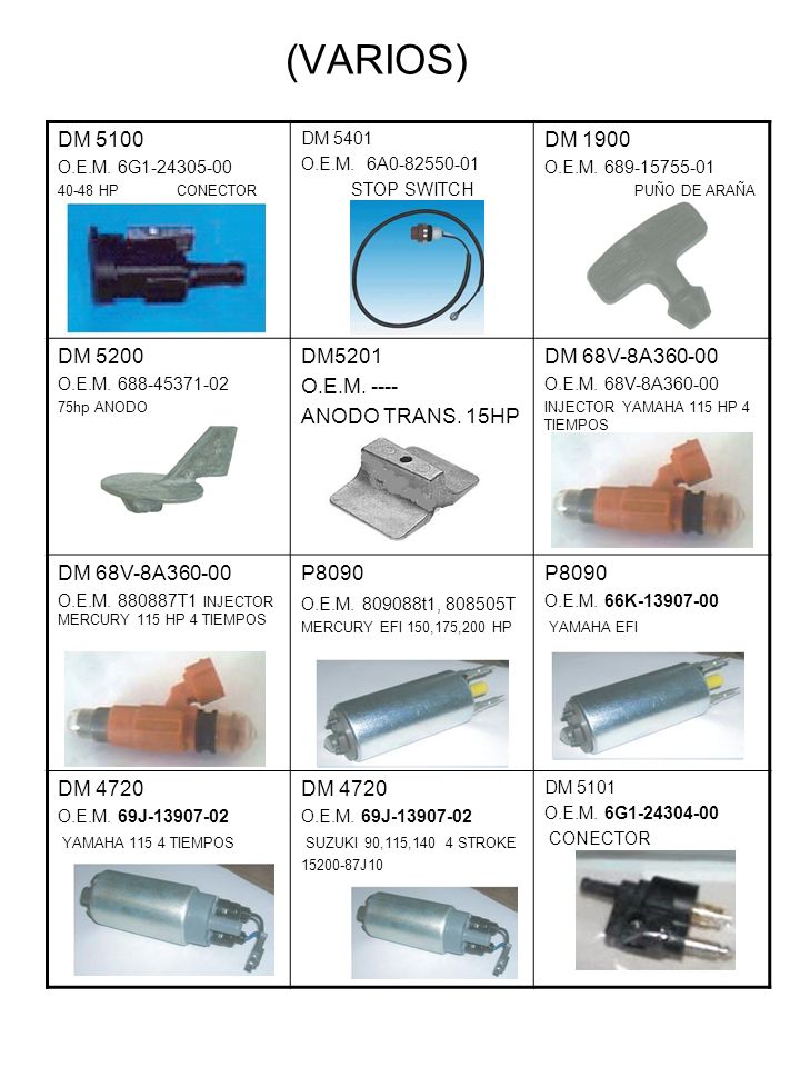 (VARIOS) DM 5100 DM 1900 DM 5200 DM5201 O.E.M ANODO TRANS. 15HP