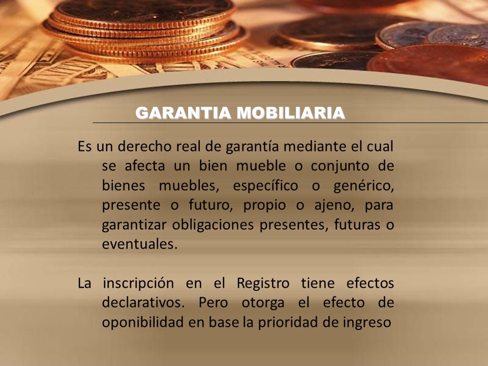 LA GARANTIA MOBILIARIA EL REGISTRO MOBILIARIO DE CONTRATOS - ppt video  online descargar