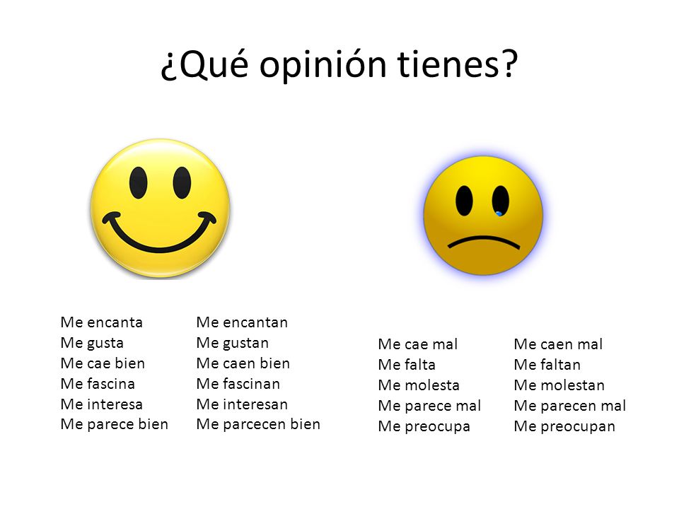 ¿Qué opinión tienes Me encanta Me encantan Me gusta Me gustan