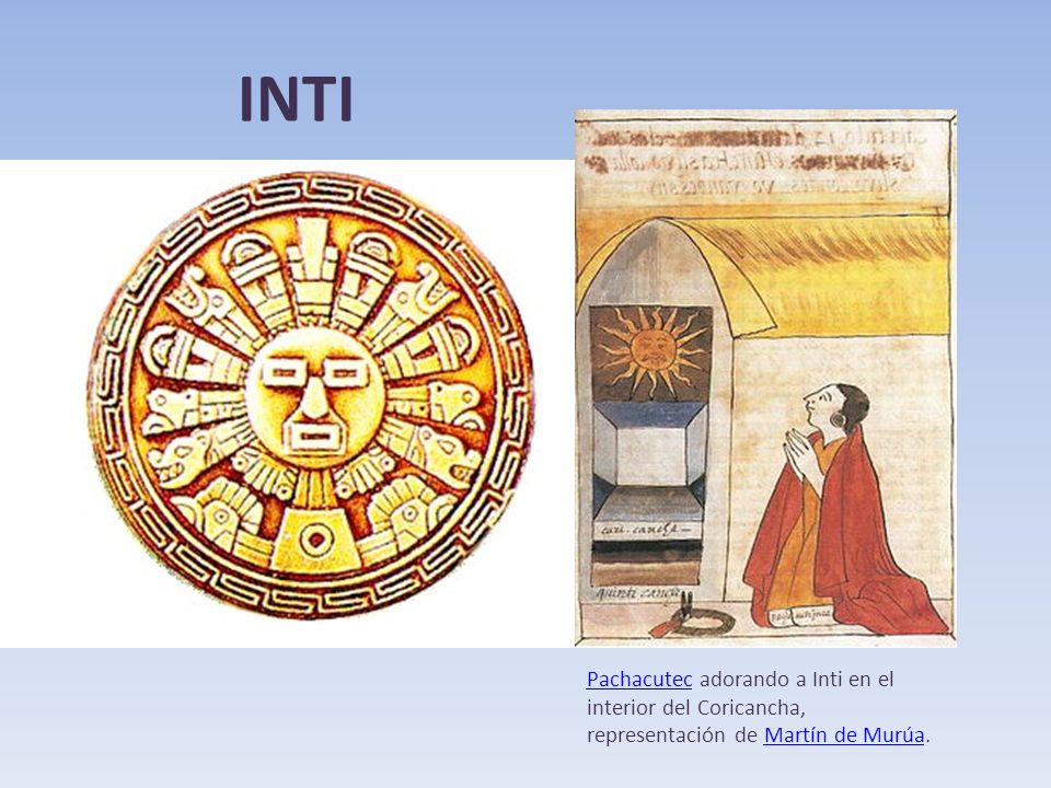 INTI Pachacutec adorando a Inti en el interior del Coricancha, representación de Martín de Murúa.