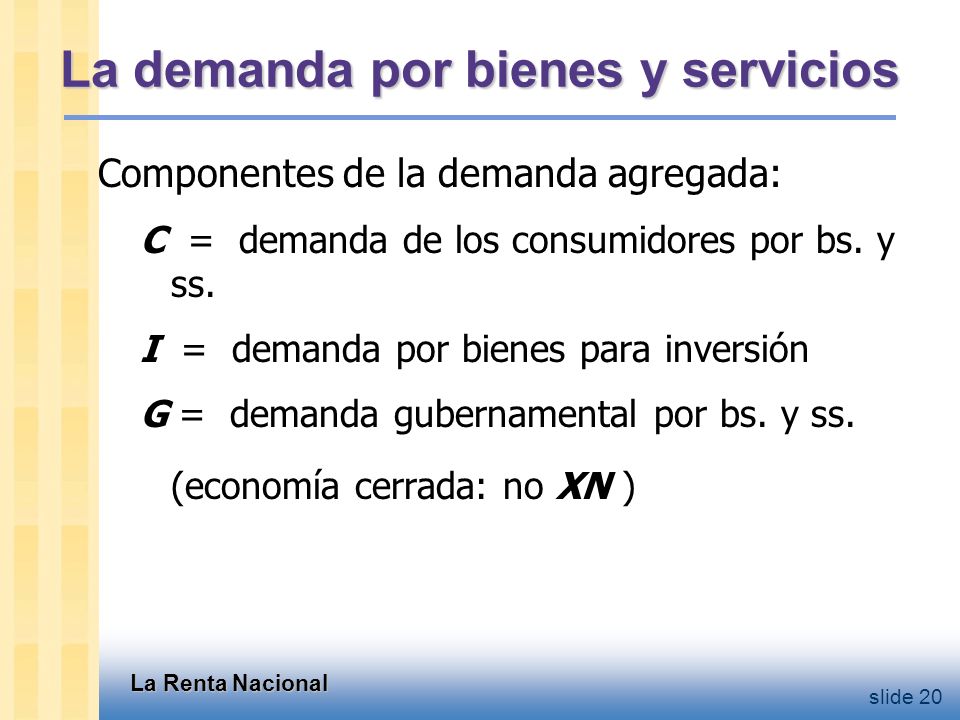 El Consumo, C def: ingreso disponible es el ingreso total menos impuestos: Y – T. Función consumo: C = C (Y – T )