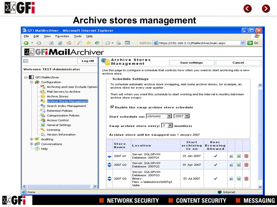 Archive stores management