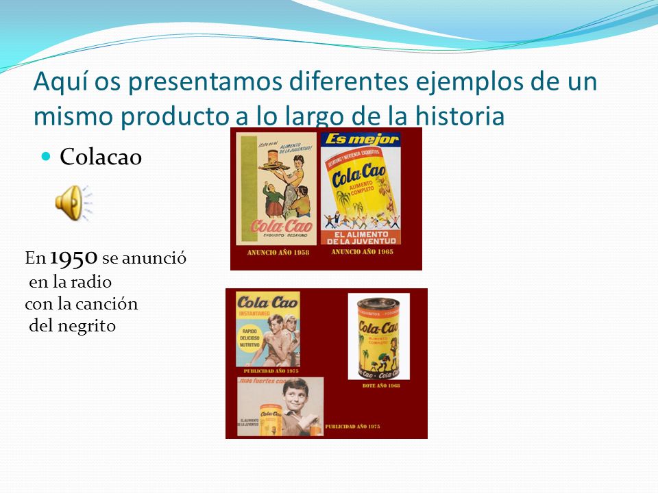 Aquí os presentamos diferentes ejemplos de un mismo producto a lo largo de la historia