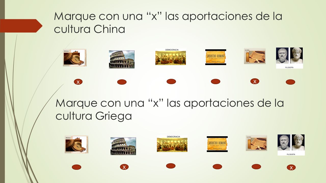 Marque con una x las aportaciones de la cultura China
