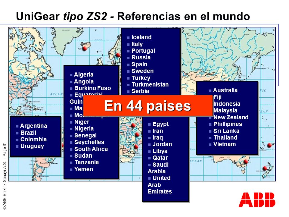 En 44 paises UniGear tipo ZS2 - Referencias en el mundo Iceland Italy