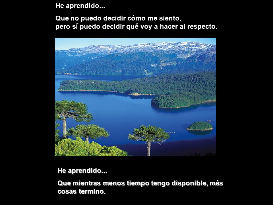 He aprendido... Que no puedo decidir cómo me siento, pero sí puedo decidir qué voy a hacer al respecto.