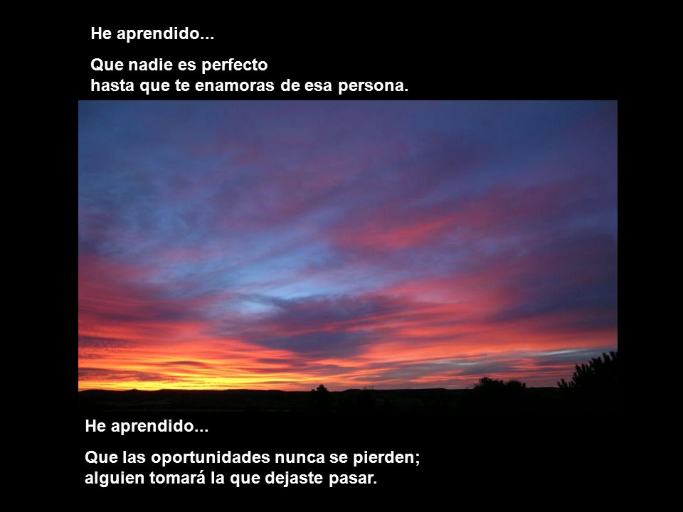 He aprendido... Que nadie es perfecto hasta que te enamoras de esa persona.