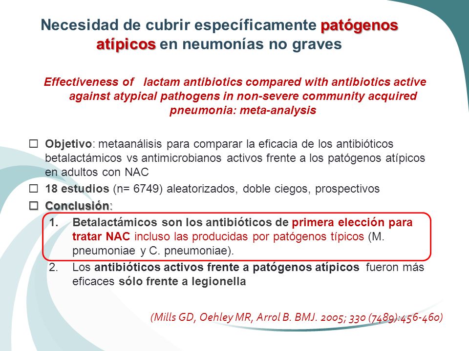 Necesidad de cubrir específicamente patógenos atípicos en neumonías no graves