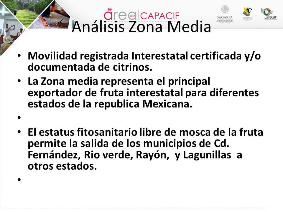 Análisis Zona Media Movilidad registrada Interestatal certificada y/o documentada de citrinos.