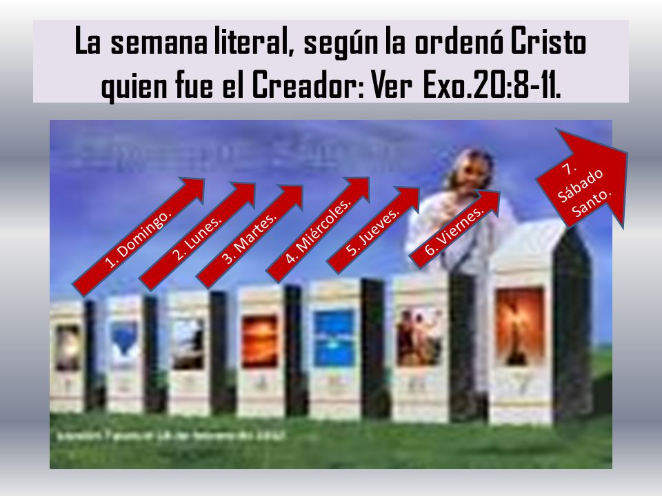 La semana literal, según la ordenó Cristo quien fue el Creador: Ver Exo.20:8-11.