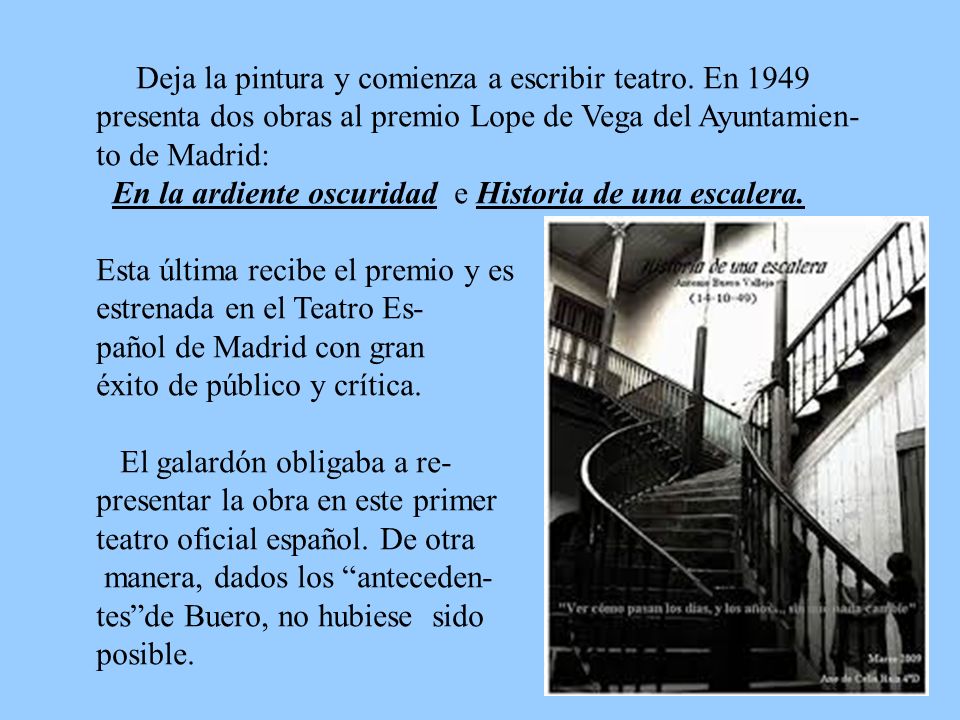 Deja la pintura y comienza a escribir teatro. En 1949