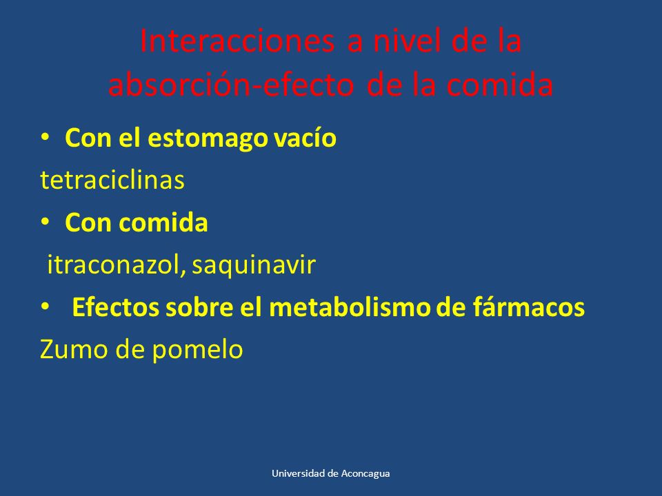 Interacciones a nivel de la absorción-efecto de la comida