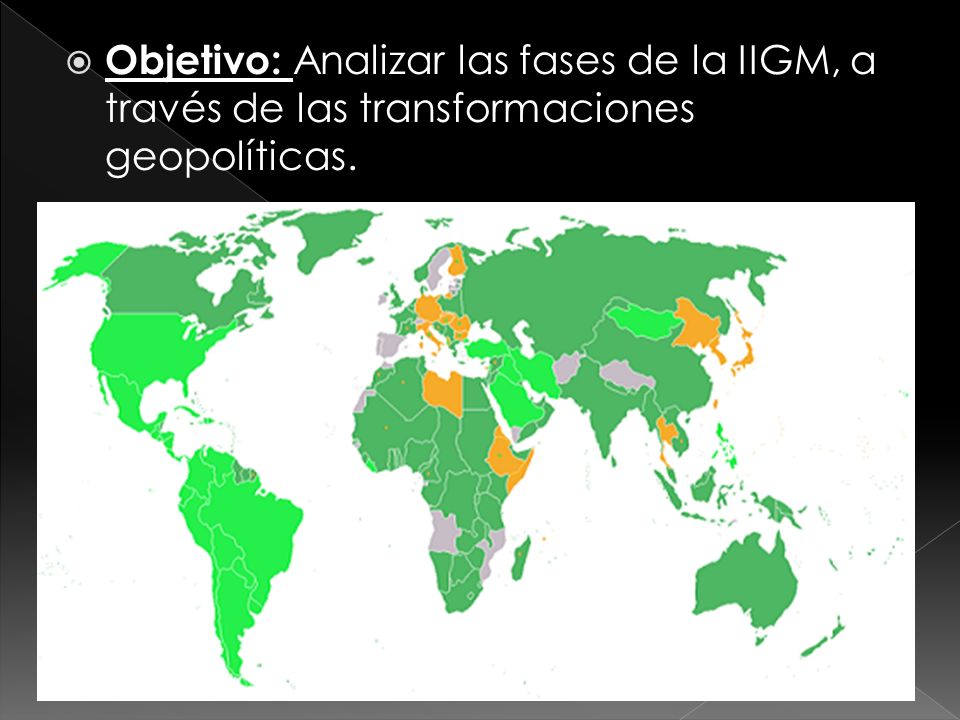 Objetivo: Analizar las fases de la IIGM, a través de las transformaciones geopolíticas.