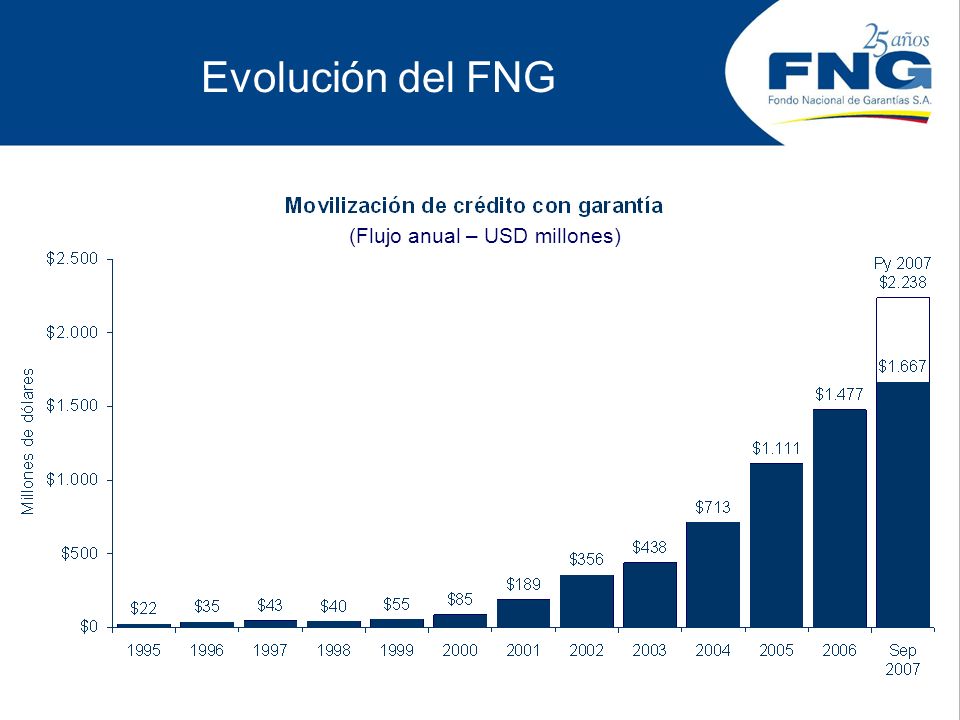 Evolución del FNG (Flujo anual – USD millones)