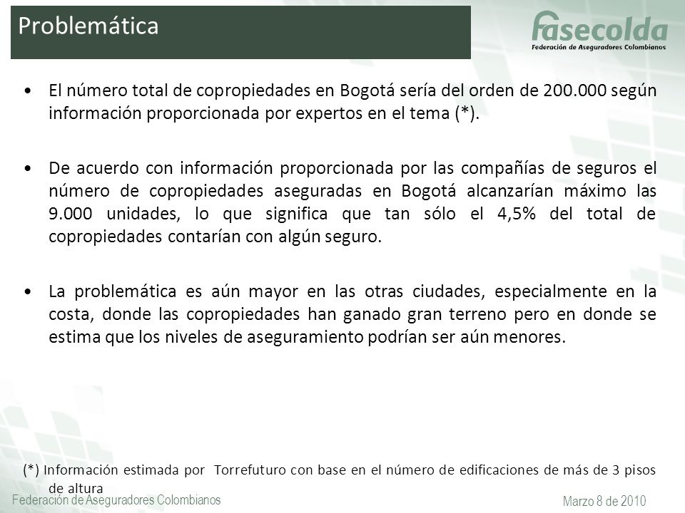Problemática El número total de copropiedades en Bogotá sería del orden de según información proporcionada por expertos en el tema (*).