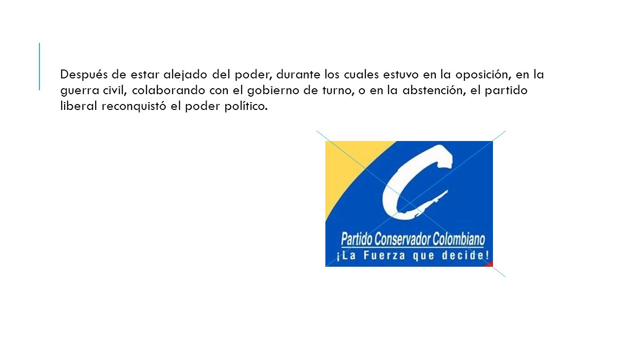 Después de estar alejado del poder, durante los cuales estuvo en la oposición, en la guerra civil, colaborando con el gobierno de turno, o en la abstención, el partido liberal reconquistó el poder político.