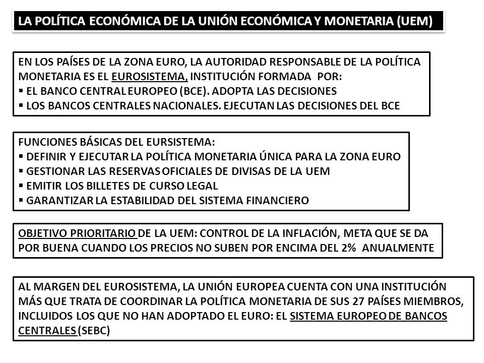 LA POLÍTICA ECONÓMICA DE LA UNIÓN ECONÓMICA Y MONETARIA (UEM)