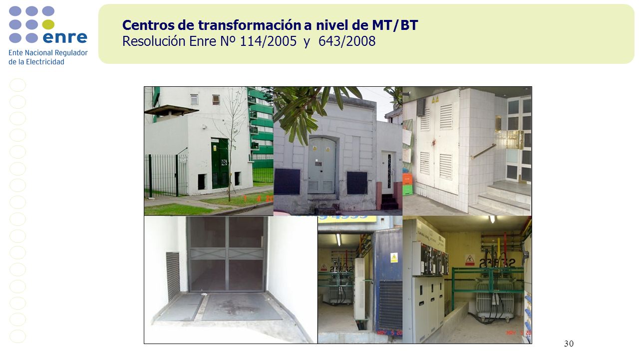 Centros de transformación a nivel de MT/BT Resolución Enre Nº 114/2005 y 643/2008